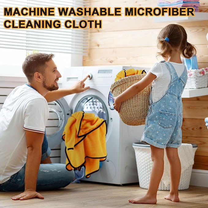80 Pcs Yellow Microfiber Towels: 16"x16" Microfiber Drying Towels Bulk Micro Fiber Car Cleaning Cloth for Cars Drying Washing Polishing Cleaning Household Supplies