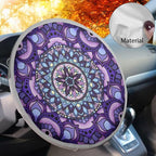 Purple Mandala Lotus Car Steering Wheel Sun Shade Cover Anti-Heat Steering Wheel Accessories 17 inch Auto Steering Wheel Sun Shield Universal Fit for Most Cars SUV Trucks Van