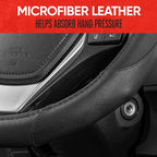 GripDrive Carbon Fiber Steering Wheel Cover, Non-Slip Sporty Racing Faux Leather Ergonomic Comfortable Handle, Steering Wheel Cover for Cars Trucks Vans SUV - Fits Standard 15 Inch - Black