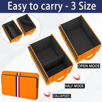 Trunk Organizer for Car, Waterproof Collapsible 3 Compartments Car Organizer, Foldable Storage for Car Accessories, Tools, Sundries for Women Men, Tote Bag (Orange, Standard)
