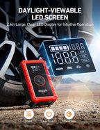 S8 Air Jump Starter with Air Compressor,3000A Peak Car Battery Jump Starter Portable (9.0 Gas/6.5L Diesel) with 150PSI Cordless Auto-Shutoff Tire Inflator, 12V Battery Charger Booster(Red)