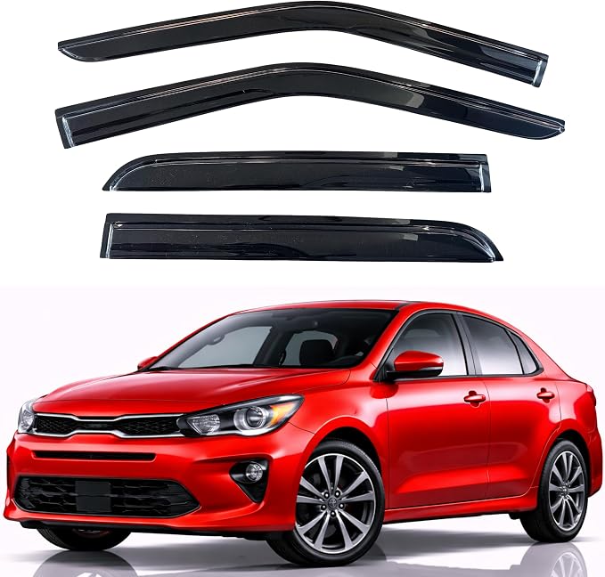 KPY Rain Guards Fit for 2018-2023 Kia Rio, Out-Channel Window Visors Vent Wind Deflectors 4PC, Car Accessories for 18-23 Rio (Excludes Hatchback)