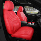 Red Car Seat Covers Full Set - Faux Nappa Leather Seat Covers for Cars, Ultra Breathable Waterproof Front Seats Protector with Lumbar Support, Universal Fit for Automotive Sedan SUVs Pickups