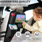 XDV Car Seat Organizers,Multi-functional Back Seat Protectors, Storage Pouches, Child kicking prevention and Tray Holders Kick Mats Back (for Cars, Kids,and Rear Seats) (Black, 2 Pack)