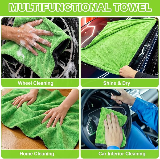 2 Pack Car Drying Towels 48"x24" Extra Large Microfiber Towels for Cars 1400gsm Super Absorbent Car Detailing Drying Towel Streak Free Lint Free No Water Spots Double-Twist Pile