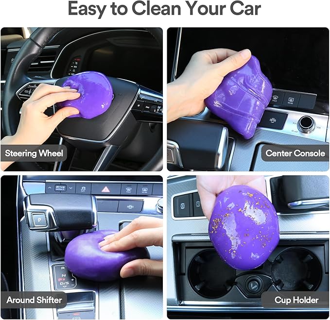 Car Cleaning Gel for Car Cleaning Putty Car Putty Auto Detailing Tools Car Slime Cleaner Dust Cleaning Gel for Car Interior Cleaner Car Accessories Keyboard Cleaner Purple, 4 Pack (160g Each)