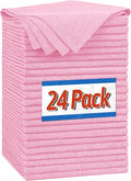 Microfiber Cleaning Cloth, Shop Towels Bulk, 24 Pack Pink Microfiber Towels for Cars, All-Purpose Absorbent Cleaning Rags, Dust Cloth for Automotive, Mechanic, Garage, Bar, 12 x 11 inch