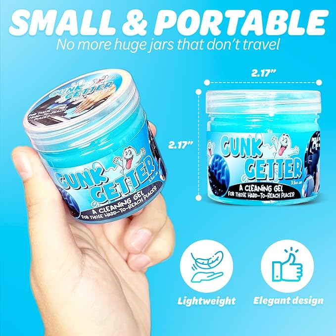 Cleaning Gel for Those Hard to Reach Places, Automotive Cup Holder Electronic Keyboard Office, Slime Gel Cleaner Dust Crumb Removal (Jar, Blue, 3.5oz)