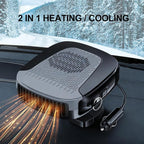Car Heater With Handle,2IN1 Heating & Cooling, 12V 150W Portable Fast Heating Auto Windshield Defogger Defroster 360 Degree Rotary Automobile Windscreen Heater Plug into Cigarette Lighter