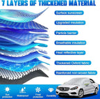 6 Layers Windshield Snow Cover Universal Midsize Sedan/Compact SUV Protection Hail & Snow Shield | Scratch-Free Hooks + Reflective Strips + Mirror Covers