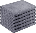 Large Microfiber Bath Towels Set of 6, 30" x 60", Soft,Super Absorption, Quick-Drying Perfect for Shower, Sauna, Yoga, Gym, Beach, Pool, Sport - Grey Floral Pattern