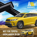 Extra Durable Window Deflectors Tape-On Window Visors Rain Guards Fit for Toyota Highlander 2014-2019, Sun Visors, Wind Vent for Shades, Exterior Car Accessories - 4pcs. AG0119