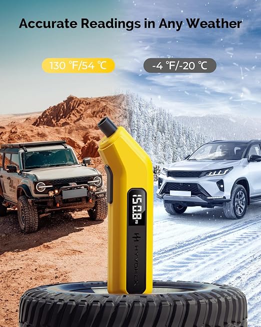 Tire Pressure Gauge Digital 200 PSI, Tire Gauges for Tire Pressure with AAA Batteries, Visual LED Display Tire Gauge with Backlight, Digital Tire Gauge for Car Truck Motorcycle (Orange)