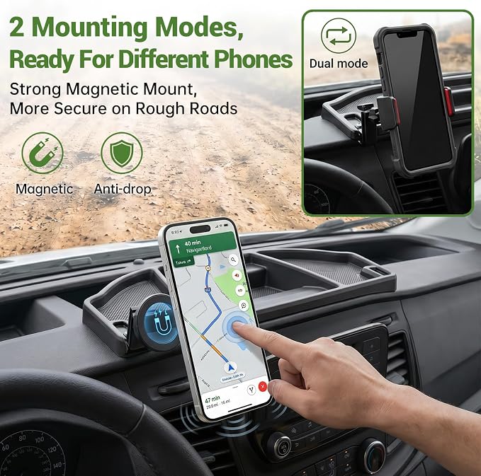 Magnetic Phone Mount Holder for 2020-2026 Ford Transit 150 250 350 Magnet Dash Cell Phone Cradles Adjustable Phone Stand Accessories for 2020+ Transit 150-350(Not for Transit Connect)