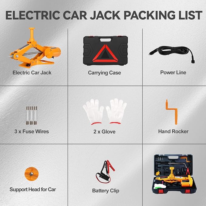 Electric Scissor Car Jack Kit 2 Ton 12V Portable Auto Car Lift with 14.6 Inch Range for SUV Sedan Floor Jack for Tire Change Roadside Emergency