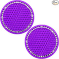 2PCS Bling Cup Holder Coaster, 2.75 Inch Auto Car Cup Holder Insert Coasters, Soft Silicone Anti-Slip Shockproof, Universal Vehicle Interior Accessories for Women Girls (Purple & White)