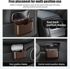 Car Trash Can, Car Garbage Bin with Lid & Handle - Leak-Proof Mini Trash Can for Car, Truck, SUV - Essential Car Accessories for Organization (Brown)