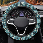 Car Steering Wheel Cover, 15 Inch Soft Breathable Steering Wheel Protector for Women Men, Universal Fit for SUV Sedan Van Truck, Southwest Aztec Blue