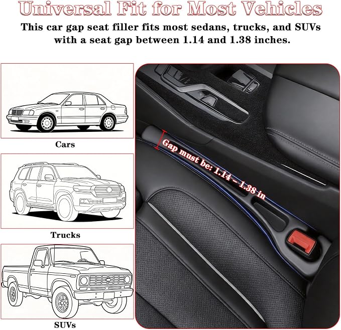 Car Seat Gap Filler Organizer of 2, 2 in 1 Car Gap Filler(Red) | Universal Gap Filler with Storage Pockets, No Drop Seat Guard for Phones Keys Cards,Car Accessories for Most Cars Trucks SUVs