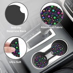 Colorful Stars Steering Wheel Cover for Women, Anti-Slip Car Steering Wheel Cover with 2 Pcs Cup Holders Neoprene Breathable Car Accessories Universal 15 Inch Auto Interior Decor