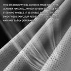 2-Piece Steering Wheel Cover, Carbon Fiber Segmented Steering Wheel Protector, Universal and Anti-Slip Durable Car Leather Protective Cover, Car Interior Accessories for Women and Men (Gray)