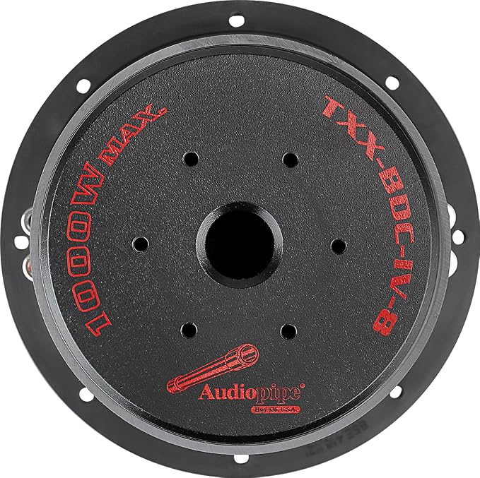 8" Quad Stack Composite Cone Subwoofer (TXX-BDC-IV-8), Superior Performance, 1000W, 4 Magnets, BASV Voice Coil, Aluminum Basket, Multi-Connect, Non-Press Paper Cone, 2 x 4 Ohms
