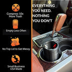 Car Trash Can Cup Holder | Mini Car Trash Can | Fits in Most Doors | 5.1" x 2.9" | Traps More & Empties Less, Patent-Pending Compaction, 250th Anniversary Edition, Black/Red-White-Blue