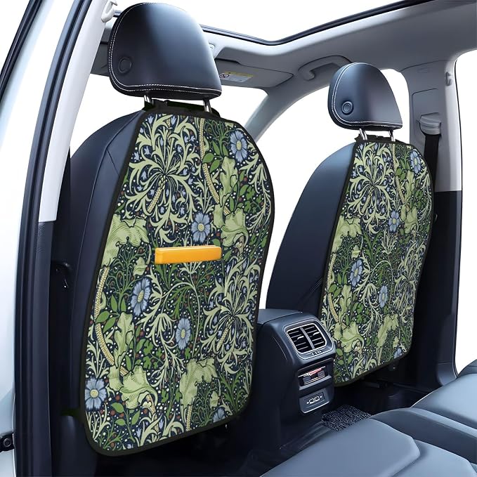 William Morris Classic Floral Car Seat Back Kick Protectors Kick Mats With Storage Pockets For Vehicles To Protect From Dirt Mud Scratches 2 Pack