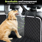 Dog Car Seat Cover for Back Seat, Non-Slip Backseat Cover for Dogs in Car, with Mesh Window Scratch Proof Waterproof Back Seat Protector for Trucks SUVs Most Cars (Black)