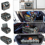 Car Trunk Organizer and Storage with Removable Leakproof Cooler Bag, 6 Removable Dividers for Custom Space, Collapsible Trunk Storage with Non Slip Bottom, Foldable Cover for SUV, Jeep, MPVs