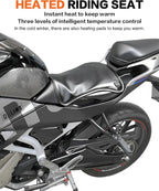 Motorcycle Heated Seat Cushion Electric Heated Seat Pad for Motorcycle, Snowmobile, and ATV with Universal Fit