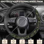 Tropical Flowers Steering Wheel Cover,Berries and Leaves Elastic Non-Slip Steering Wheel Protector,Auto Interior Decor for Women Girls,Universal 15" Fit for Sedans,Trucks