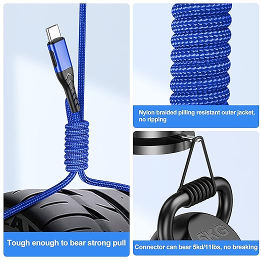 USB C Fast Charging Cable, Upgraded 2Pack 6ft USB C Charger for Android Phone Pad, Type C Charger Braided USB Cable Compatible with iPhone 15/Pro/Plus/Max - Blue