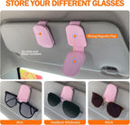 Shering Sunglasses Holders for Car Sun Visor, 2pack Pink Magnetic Leather Glasses Eyeglass Hanger Clip for Car, Visor Sunglasses Holder Clip Car Accessories for Truck