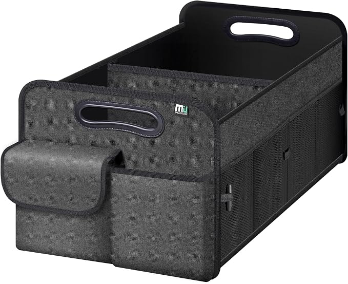 Trunk Organizer for Car, Car Organizer, 8 Mesh Pockets Trunk Organizer for SUV, Non-Slip Bottom, Storage Organizer for Sedans, Van, Jeep, Grocery, 2 Compartments, Black 22"x13"x11"