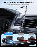 【Military-Grade】 3 in1 Magnetic Phone Holder for Car Dashboard Windshield Vent 【Upgrade Suction & Strongest Magnet】Retractable for MagSafe Car Mount Mats for iPhone 17 16 15 14 Pro Max Sumsung