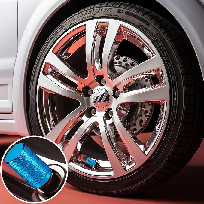 12PCS Tire Valve Stem Caps, Dust Proof, Anodized Aluminum Universal Tire Valve Stem Covers for Cars, SUV, Trucks, Bikes, Motorcycles, Bicycles(Light Blue)