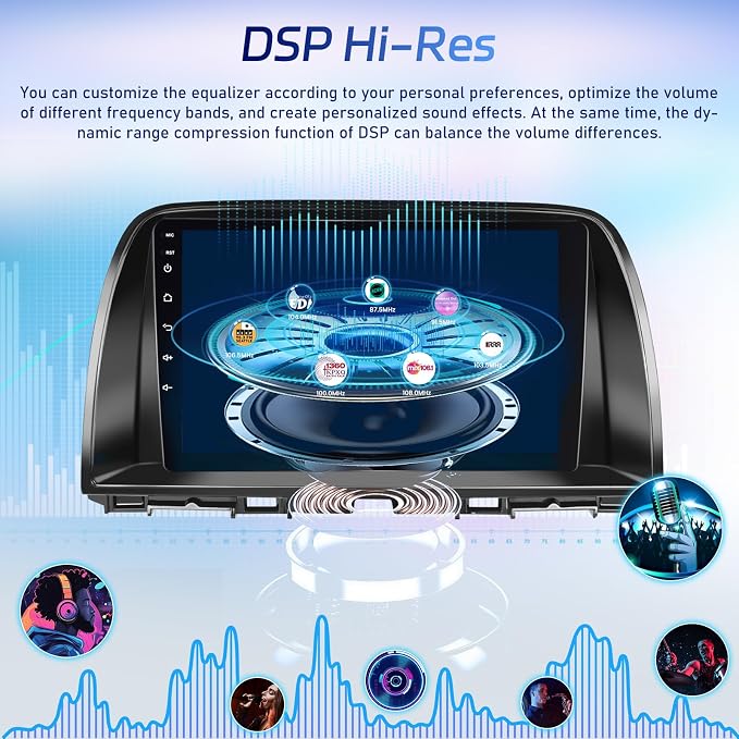 [Qualcomm 8 Core 4+64G] Android 15 Car Radio for Mazda CX-5 CX5 CX 5 2012-2015 - Wireless Carplay and Android Auto - 9 Inch 1280 * 720 IPS Touchscreen Car Stereo - DSP/GPS/SWC + AHD Backup Camera