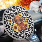 Highland Cow Steering Wheel Sun Shade Cover Sun Foil Anti-Heat Steering Wheel Cover Sunflower Pattern Steering Wheel Sun Heat Shield for SUV Truck Van