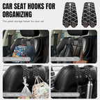 2PCS Car Hooks for Headrest, Faux Leather Purse Hook for Car Seat Back Organizers and Storage, Double Metal Purse Holder Bag Hanger, Universal Car Interior Accessories for Women Man