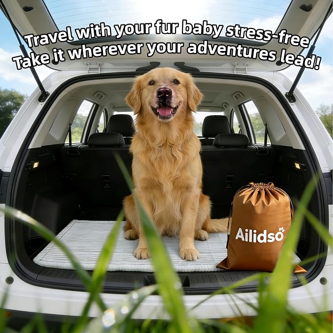 Dog Car Seat Cover, Pet Couch Covers for Car and Sofa, Non-Slip Backseat Pet Bed Mat, Machine Washable, Soft Plush Travel Seat Protector with Portable Storage Bag (White,23.6''×70'')