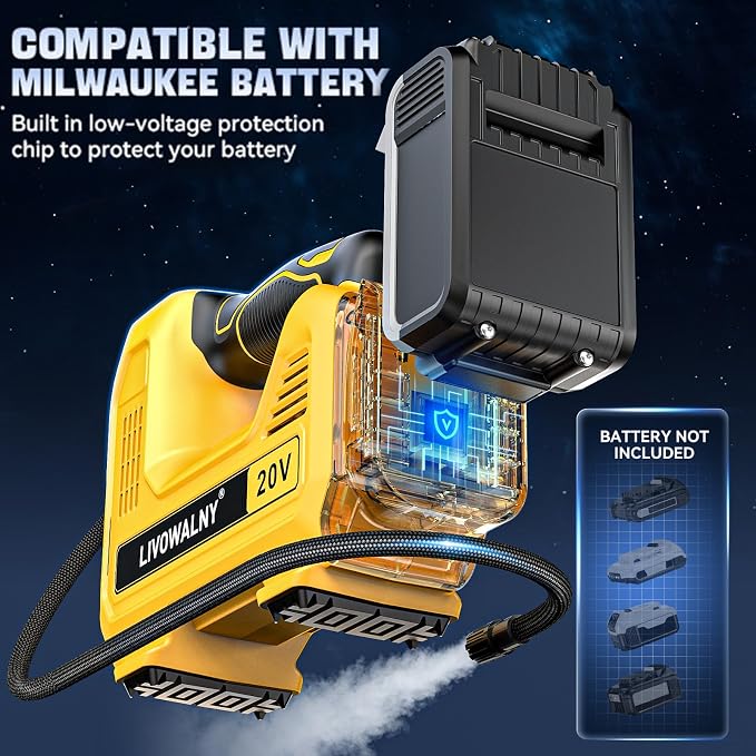 Cordless Tire Inflator Portable Air Compressor Tire Air Pump Compatible With Dewalt 20V Battery - 160PSI Auto Pump with Digital Pressure Gauge for Car Tires, Bicycle, Balloons (Tool Only)