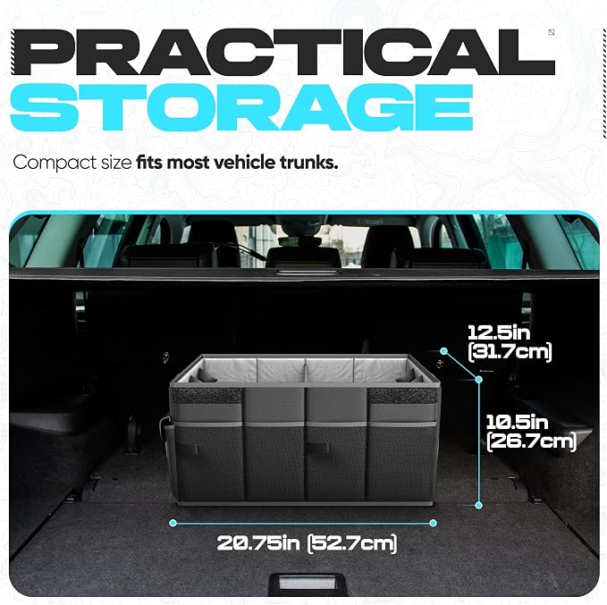 Trunk Organizer For SUV Car Trunk Organizer, Foldable Storage, Car Accessories for Women Men, Collapsible Bag, 600D Oxford, Non Slip Bottom, Straps, Soft Cover (45L)