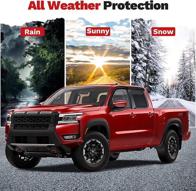 Frontier Rain Guards - Window Visors for Nissan Frontier Crew Cab 2022-2025 2026, Outside-Mount Tape-On Side Window Wind Deflectors for Frontier Accessories, Vent Visors Shades Rainproof 4PCS