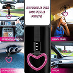 Bling Car Accessories Bling Heart Handle Ring Car Accessory for Women Hearts Hand Strap Drift Charm Rear Bumper Warning Ring Decor for Auto Interior Exterior Decoration(Hot Pink,Heart Style)