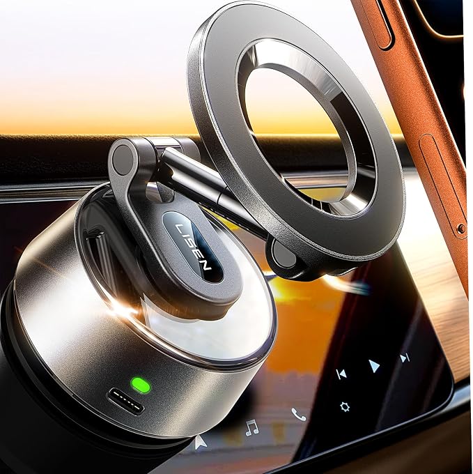 Suction Phone Mount【2026 Auto Vacuum 3.0】, 360 Adjustable Magnetic Phone Holder for Car Dashboard Universal Magsafe Accessories Gifts for Men Women for iPhone 17 Pro Max Air 16 15 14 13 12