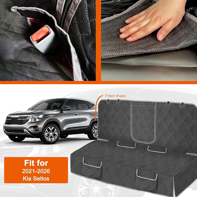 Dog Car Seat Cover Compatible with 2021-2026 Kia Seltos, Waterproof Pet Bench Seat Cover for Back Seat, 600D Heavy Duty Scratch Proof Nonslip Truck Seat Covers for Dogs