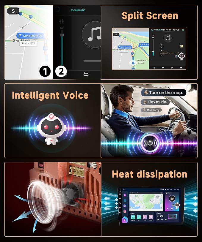 8Core 8G+128G for Toyota Corolla 2009-2013 Android 15 Car Stereo Carplay Android Auto, 9 Inch QLED capacitive Screen with Bluetooth 5.0 FM/AM/RDS DSP-36 GPS WiFi Mirror Link Backup Camera