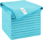 Orighty Microfiber Cleaning Cloth, 12 Pack Microfiber Towels for Cars, Highly Absorbent Car Cleaning Supplies, Lint Free Cloths Clean Rags for Car Care, House, Kitchen, 12x11 inch, Blue