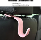 Car Seat Headrest Hook Universal Vehicle Seat Hook Hangers Interior Storage Organizer for Purse Handbag Coats Umbrellas Grocery Bags 4 Pack Pink